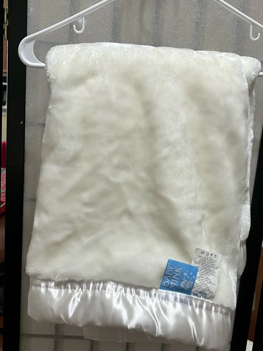 Baby Mink Soft White Satin-Trim Blessed Baby Baptism Blanket - Embroidered Cross